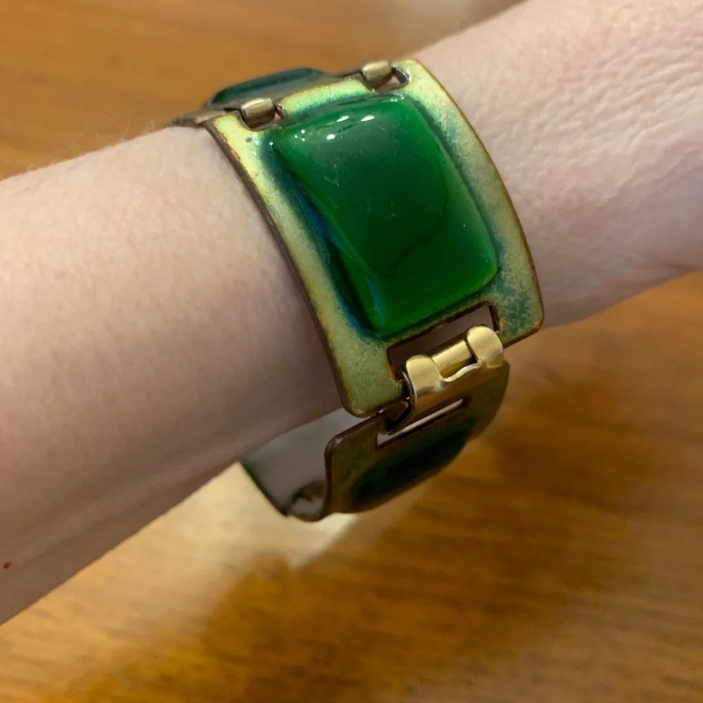 Kay Denning Enamel Link Bracelet - Signed Statement Piece highly collectible